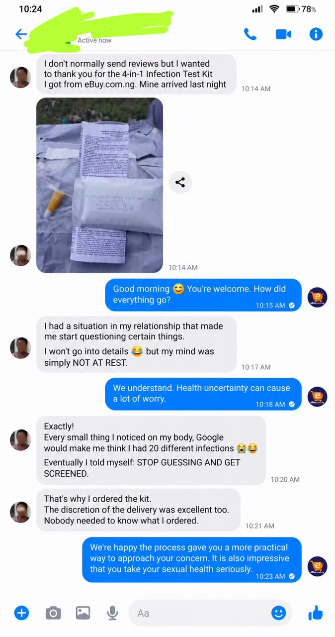 Customer testimonial — WhatsApp chat
